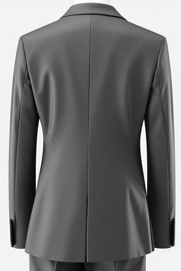 Gris double boutonnage 2 pièces à revers crantés pour hommes